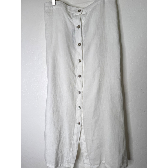 Bryn Walker Cinzia Light Linen Elastic Waist High-Low Hem A-Line Skirt White XXL - Picture 5 of 11